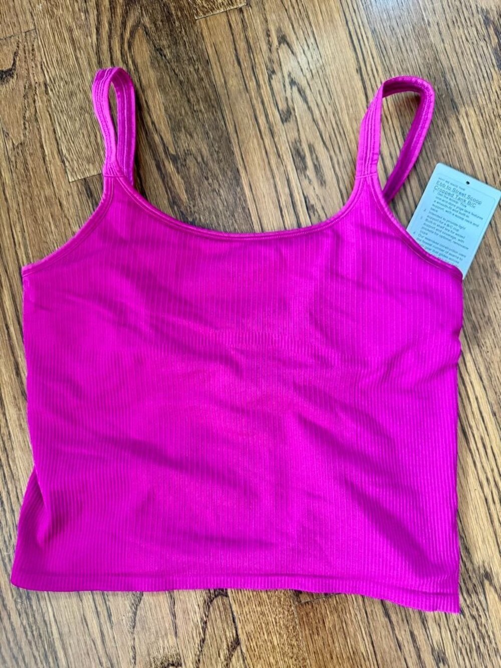 Lululemon Ebb To Street Scoop Cropped Tank Magenta Womens Size 10 Built-In Bra
